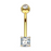 14 KT Solid Gold Square CZ Belly Ring