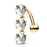 14K Solid Gold Top Down Triple CZ Stones Dangle Belly Ring - PRE-ORDER