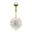14K Sun Flower CZ Solid Gold Belly Ring
