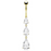 14K Solid Gold Cascading CZs Belly Ring