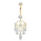 14K Chandelier Heart CZ Dangle Marquise Solid Gold Belly Ring - PRE-ORDER
