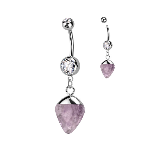 Amethyst Double Jeweled Belly Button Ring