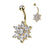 Gold Marquise Cubic Zirconia Flower and Petals Belly Ring