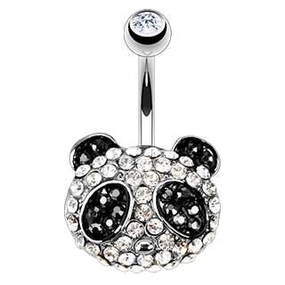 CZ Paved Panda Belly Button Ring