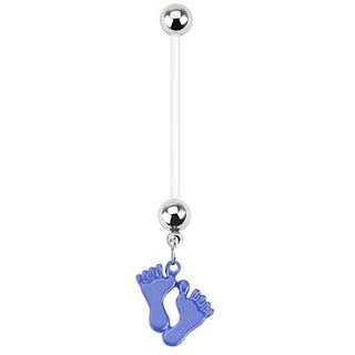 Blue Footprint Maternity Belly Button Ring