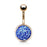 Rose Gold Druzy Stone Blue Belly Ring