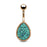 Tear Drop Rose Gold Druzy Stone Green Belly Ring