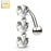 14K Top Down Triple Stones Dangle CZ Prong White Gold Belly Ring