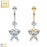 14K Marquise Butterfly CZ Solid Gold Belly Ring - PRE-ORDER