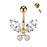 Clear Faceted Gold Crystal Butterfly Belly Button Ring