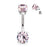 Internally Threaded Pink Double Prong Belly Ring