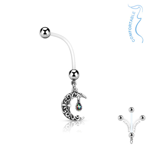 Flexible Crescent Moon Pregnancy Belly Ring