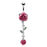 Pink Dangling Roses Belly Ring