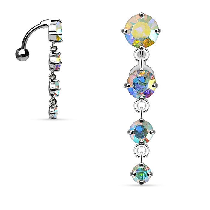 Iridescent Top Drop CZ Belly Ring