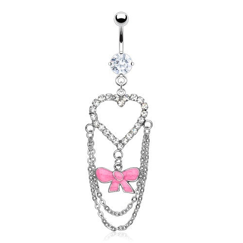 Heart and Ribbon Belly Ring