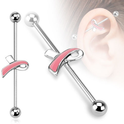 Breast Cancer Awareness Ribbon Industrial Barbell