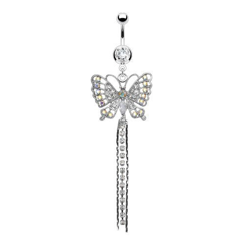 Butterfly Dangle with CZ Belly Ring