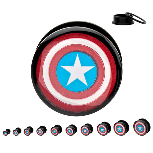 Captain America Ear Gauge - Sold as a Pair