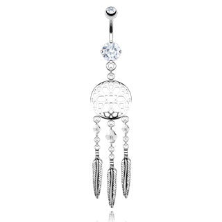 Dreamcatcher Navel Ring - Clear