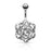 Silver Flower with 6 Gems Belly Ring