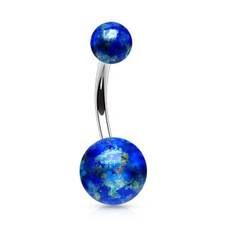 Fossil Ball Belly Ring-Blue