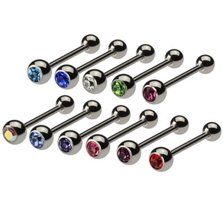 Colored Gem Barbell / Tongue Ring