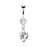 Round CZ with Heart Dangle Belly Ring