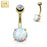 14K Gold with Prong Set Opal Belly Ring