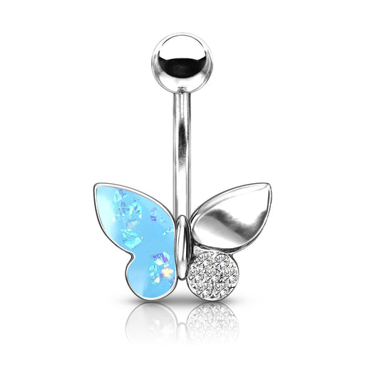 Butterfly with Opal Glitter Wings Belly Ring