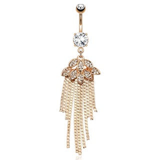 Rose Gold Peacock Feather Belly Ring