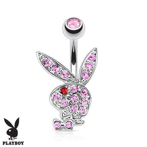 Playboy Bunny Multi Gem Belly Ring-Pink