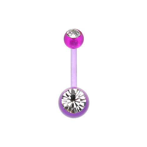 Bio Flexible Gem Ball Acrylic Belly Ring Purple