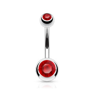 Red Double Gem Belly Ring