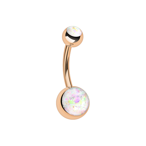Rose Gold Opal Glitter Belly Ring