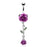Purple Dangling Roses Belly Ring