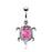 Pink CZ Turtle Belly Ring