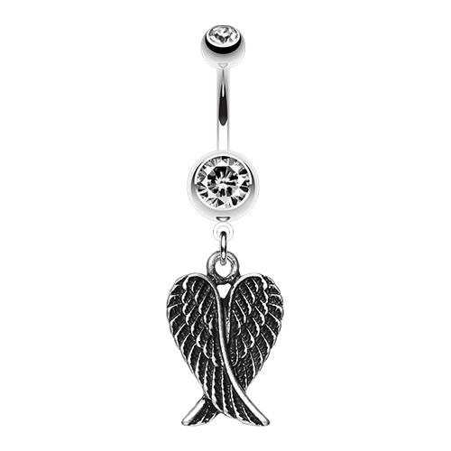 Angel Wing Heart Belly Ring