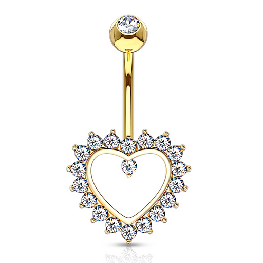14K Solid Gold Heart Belly Ring