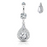 14 KT Three Tiered Tear Drop CZ Dangle White Gold Belly Ring