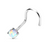 14K White Gold Nose Screw with Opalite