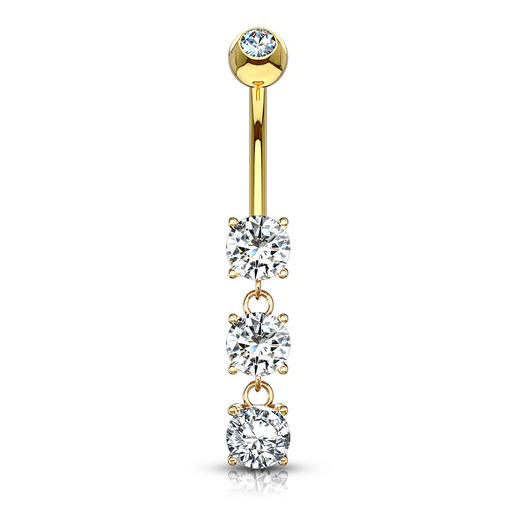 14K Dangling CZ Belly Ring