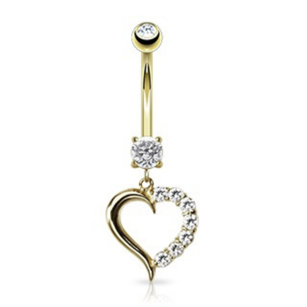 14k Gold Heart Nipple Rings with Multiple CZ