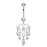 14K Chandelier Heart CZ Dangle Marquise White Gold Belly Ring
