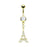 14KT Gold Plated Gemstone Eiffel Tower Dangle Belly Ring