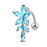 Aqua Marquise CZ Flower and Vines Top Drop Belly Button Ring