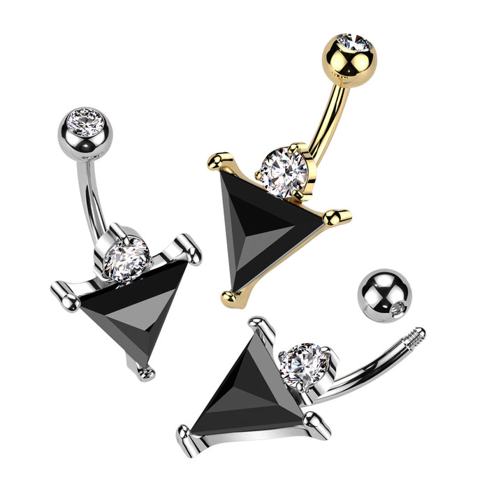 Art Deco Black Triangle Belly Ring