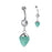 Jade Green Double Jeweled Belly Button Ring