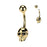 Gold Skull with Black Gem Eyes Belly Ring