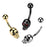 Silver Skull with Red Gem Eyes Belly Ring