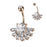 Rose Gold Large CZ with Baguette Fan Semi-Shield Belly Ring